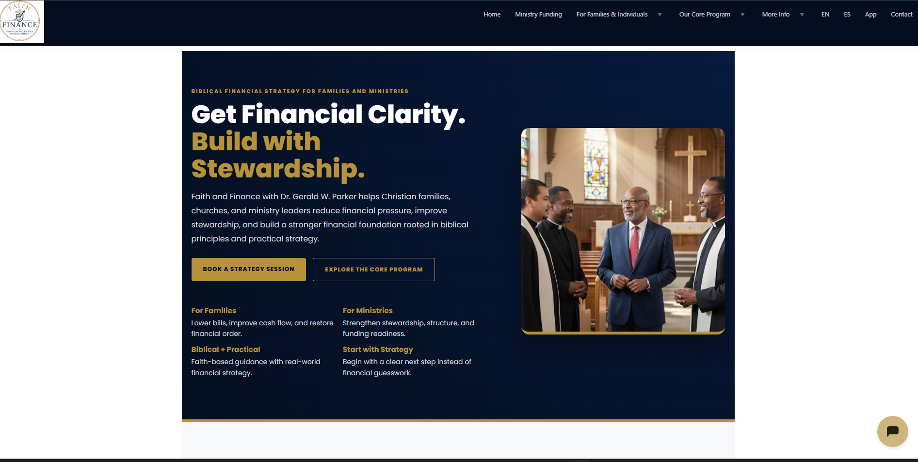 Dr Parker Faith and Finance platform with AI chatbot